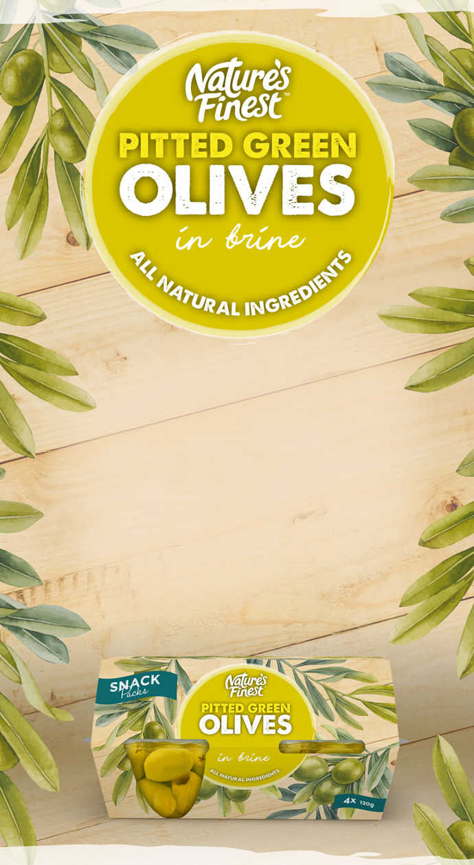 Nature's Finest Pitted Green Olives.