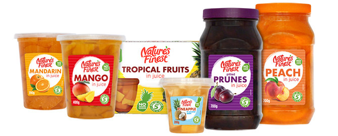 Range of fruit products.